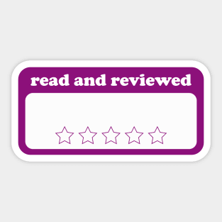 Books Lover Read and Review Book Star Rating To Fill In With Title and Author Purple Sticker Sticker